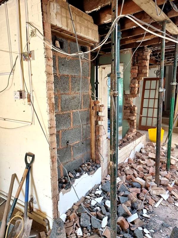 Internal wall partly removed during the renovation in the West Midlands