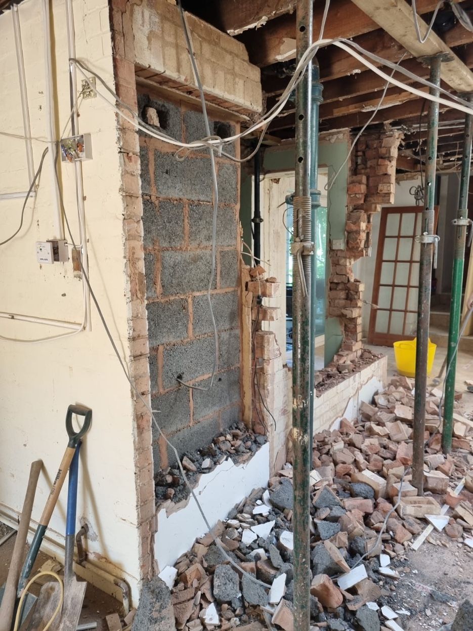Internal wall partly removed during the renovation