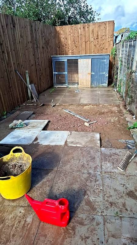 Original slabs being relaid on the new bed in Northfield
